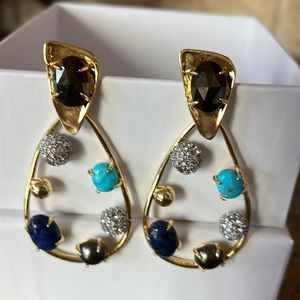 Alexis Bittar gorgeous multi-stone & Crystal teardrop earrings